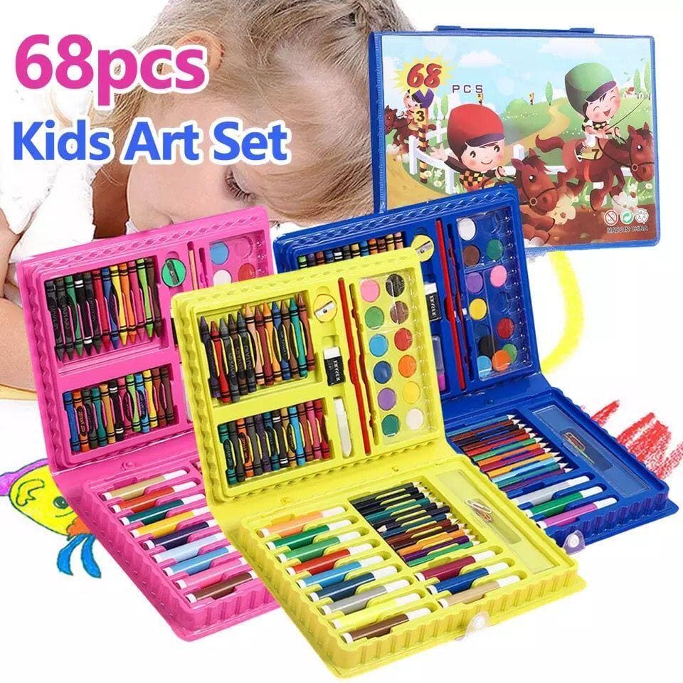 Kids Art Box, 68 Pcs Coloring Kit For Boys And Girl, Children Art Painting Set, Multi Color Children's Watercolor Pen Painting Set, Educational Learning Painting Stationery, Elementary School Art Tools Kids Art Box, 68 Pcs Coloring Kit For Boys And Girl, Children Art Painting Set, Multi Color Children's Watercolor Pen Painting Set, Educational Learning Painting Stationery, Elementary School Art Tools